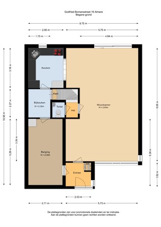 Floorplan - Godfried Bomansstraat 16, 1321 BG Almere